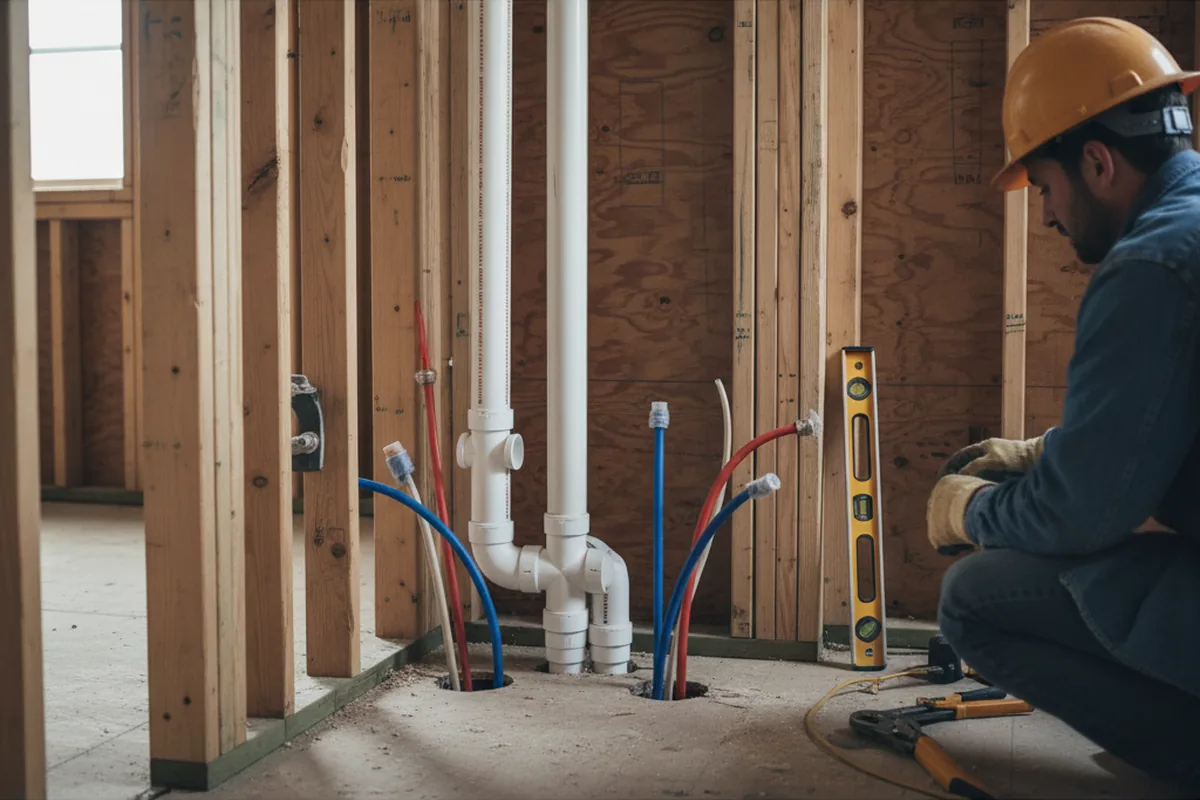 Drain and supply rough-in during Sump Pump Repair in Marco Island