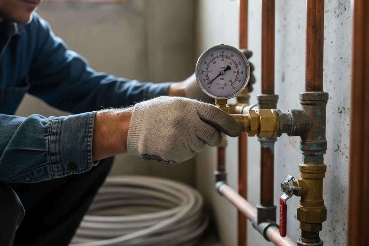 Pressure testing a repaired line during Water Line Repair in Marco Island